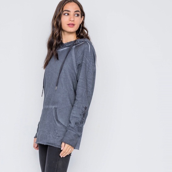 • Embroidered Sleeve Boho Hoodie • - Picture 3 of 3